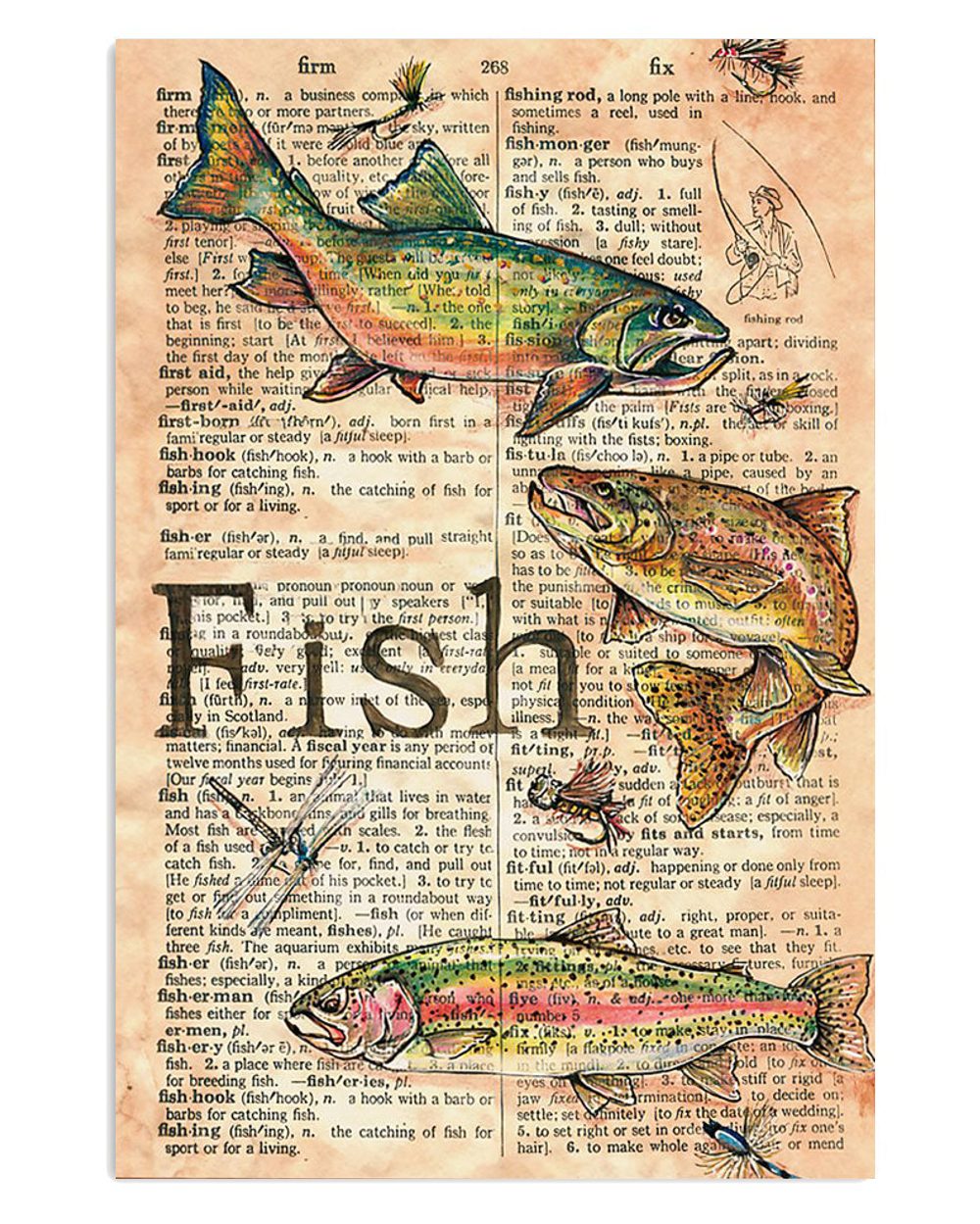 Fishing Room Prints Fish Definition Vintage Poster
