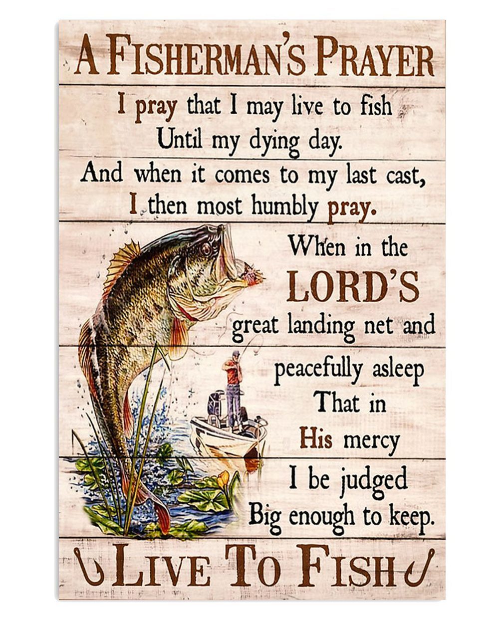 Fishing Room Prints Fisherman's Prayer Vintage Poster