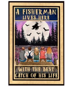 Fishing Room Prints Fisherman Lives Here Vintage Poster