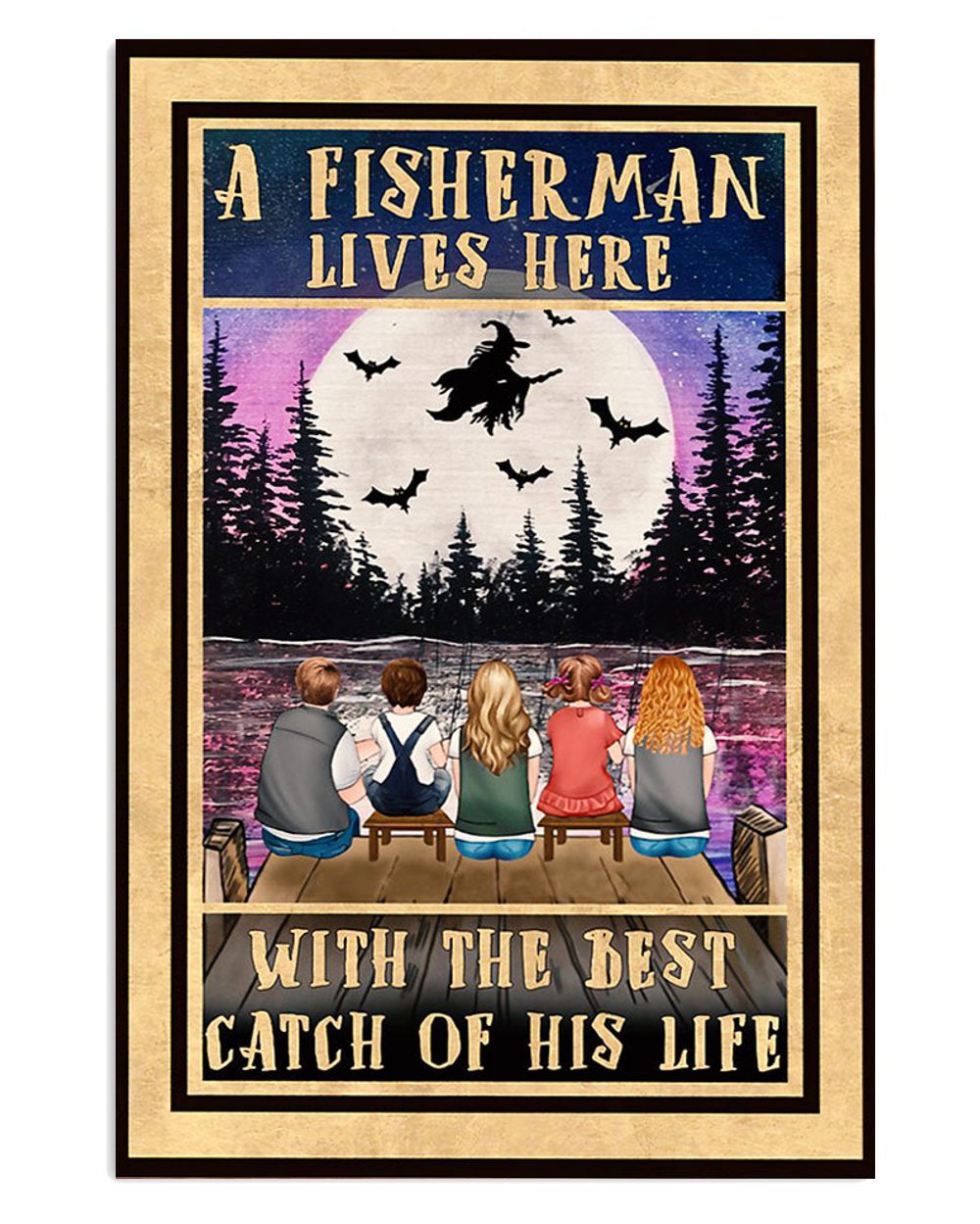 Fishing Room Prints Fisherman Lives Here Vintage Poster