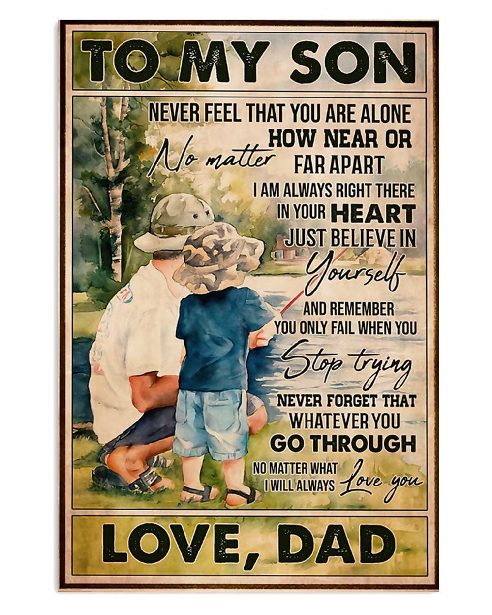 Fishing Room Prints Gift From Dad To Son Vintage Poster