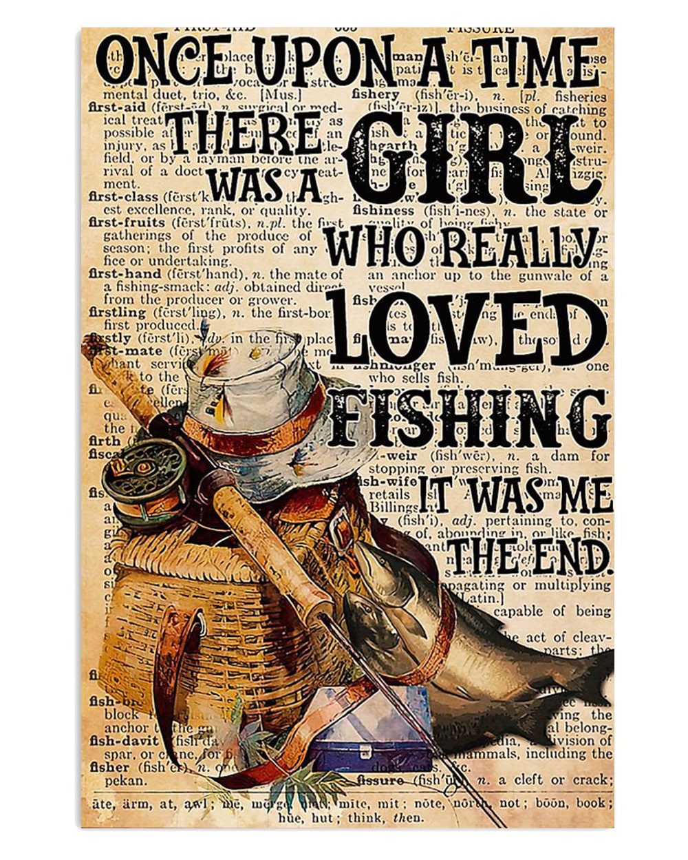 Fishing Room Prints Girl Loves Fishing Vintage Poster