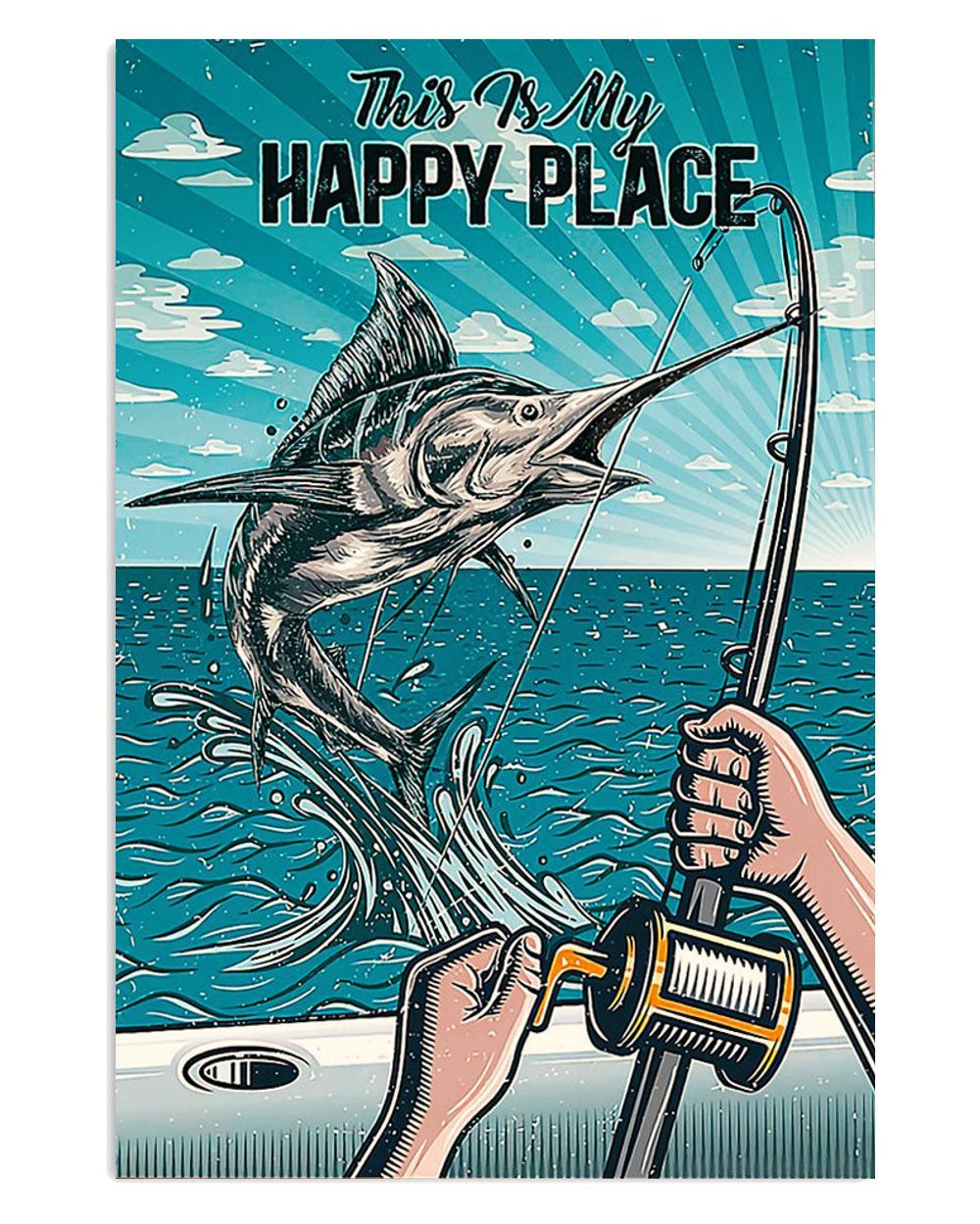 Fishing Room Prints Happy Place Vintage Poster