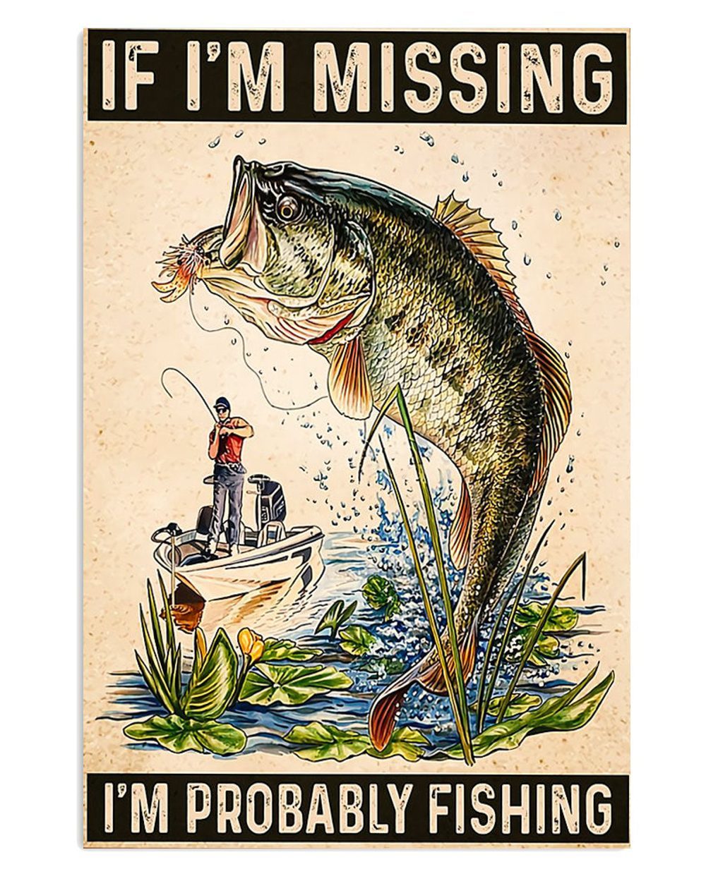 Fishing Room Prints I'm Probably Fishing Vintage Poster