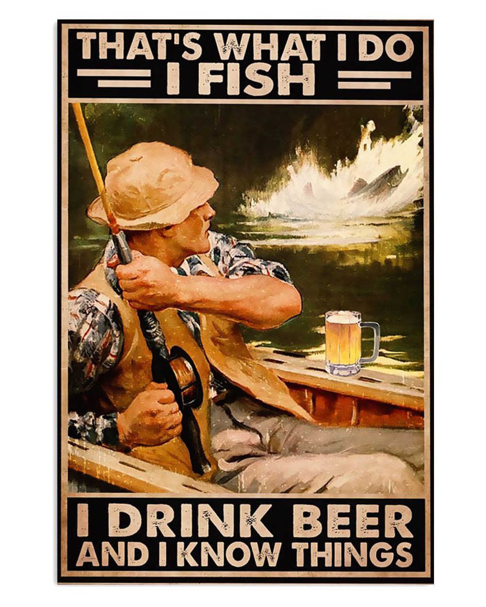 Fishing Room Prints I Fish And Beer Vintage Poster
