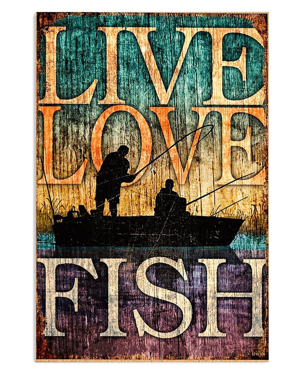 Fishing Room Prints Live Love Fish Vintage Poster