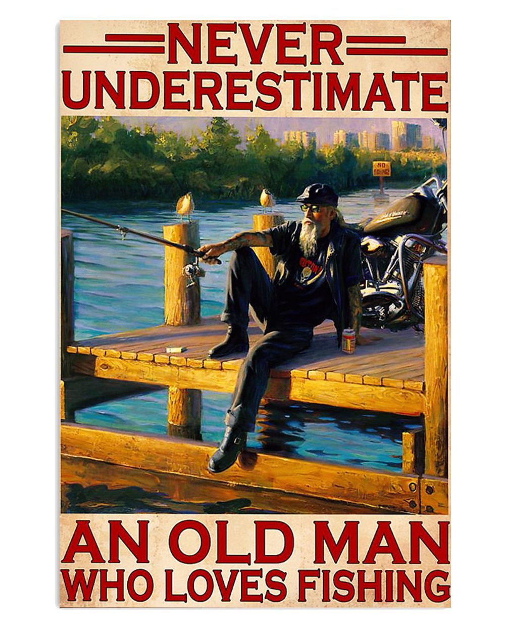Fishing Room Prints Old Man Loves Fishing Vintage Poster