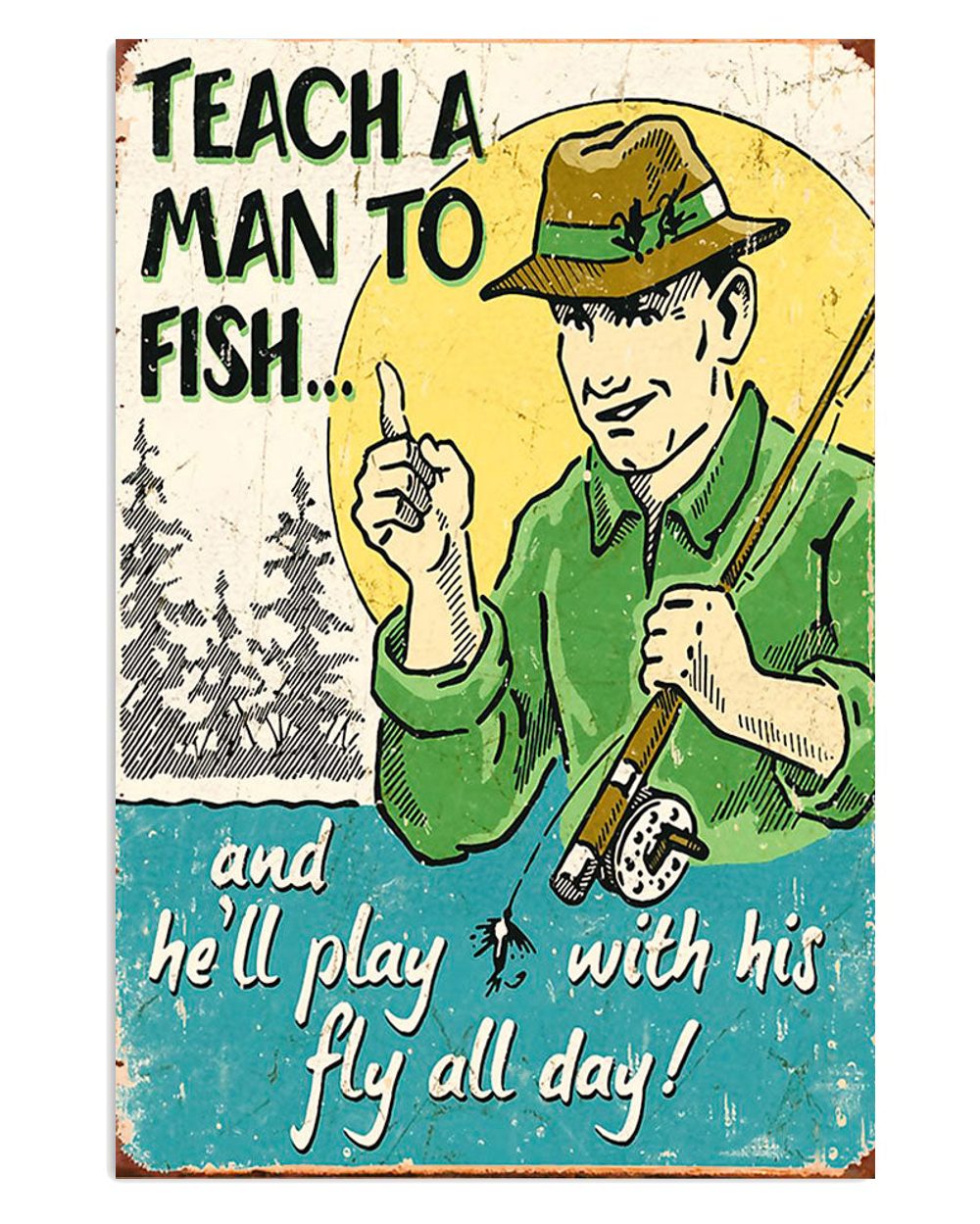 Fishing Room Prints Play With His Fly Vintage Poster