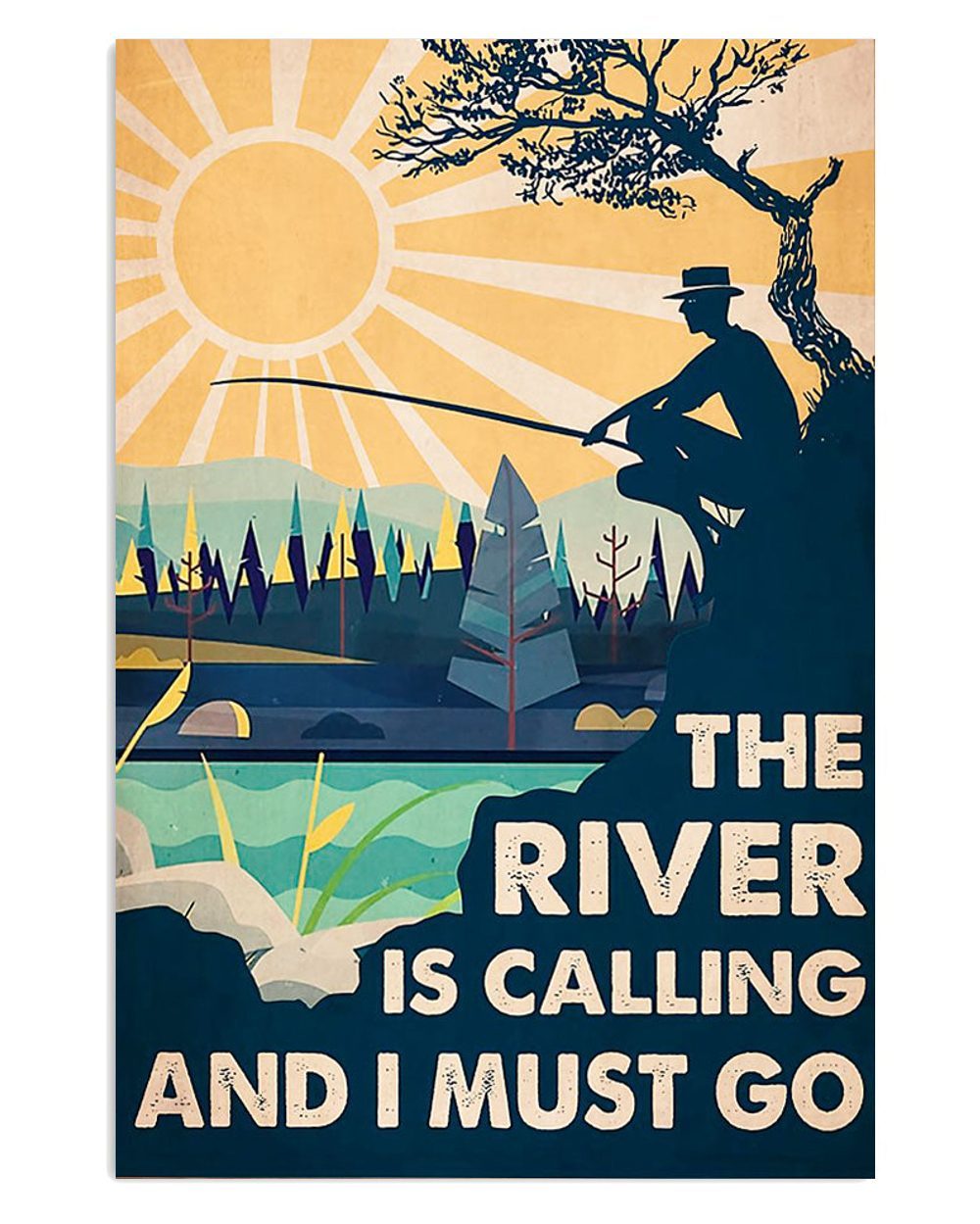Fishing Room Prints River Is Calling Vintage Poster