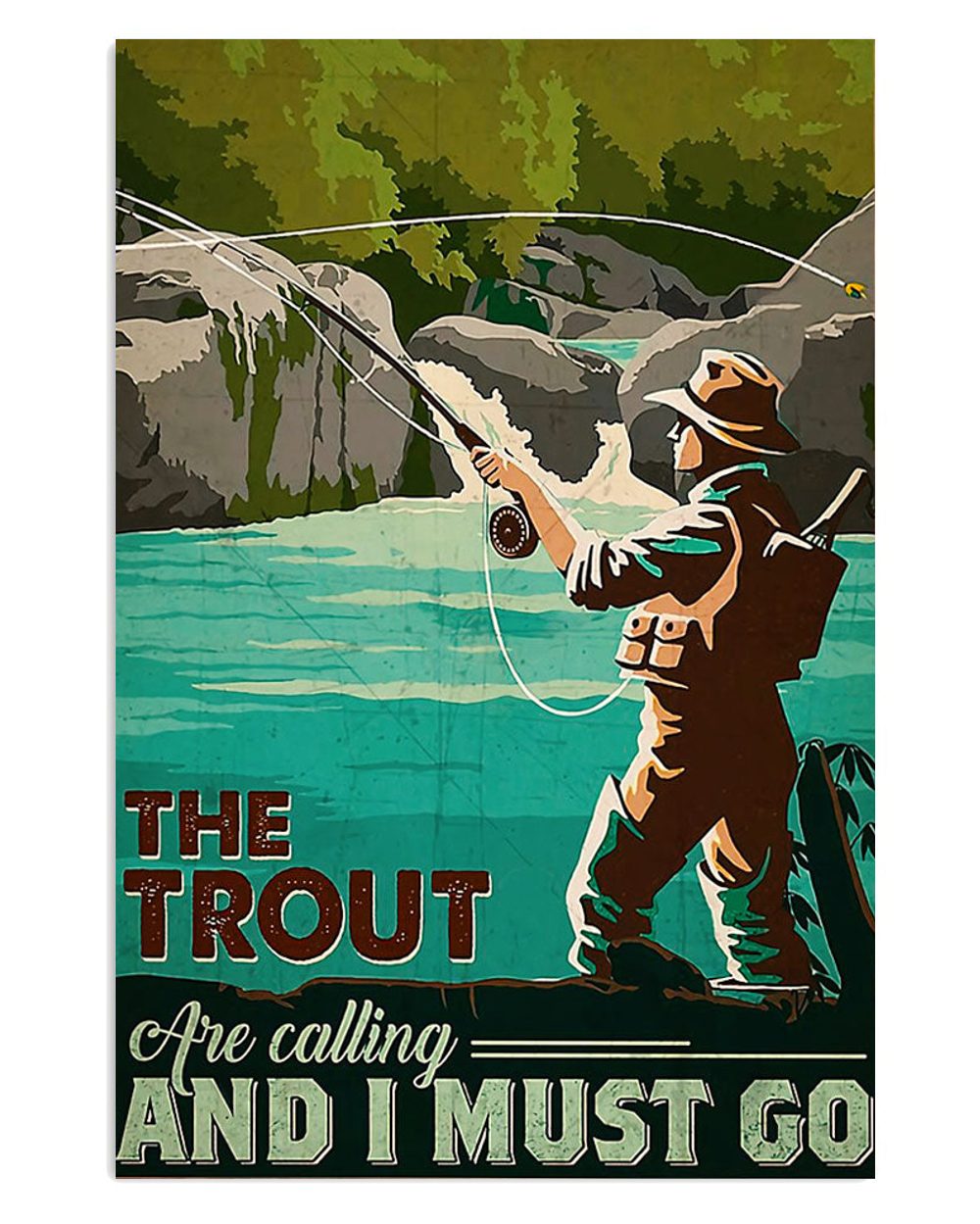 Fishing Room Prints The Trout Are Calling Vintage Poster