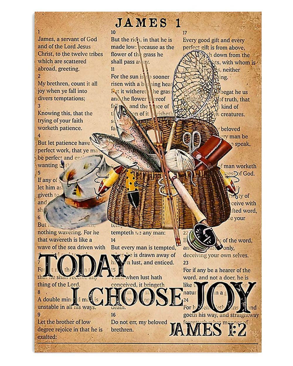 Fishing Room Prints Today I Choose Joy Vintage Poster