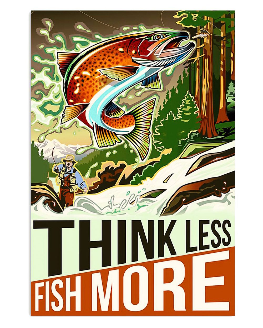 Fishing Think Less Fish More Vintage Gift For Fisherman Poster