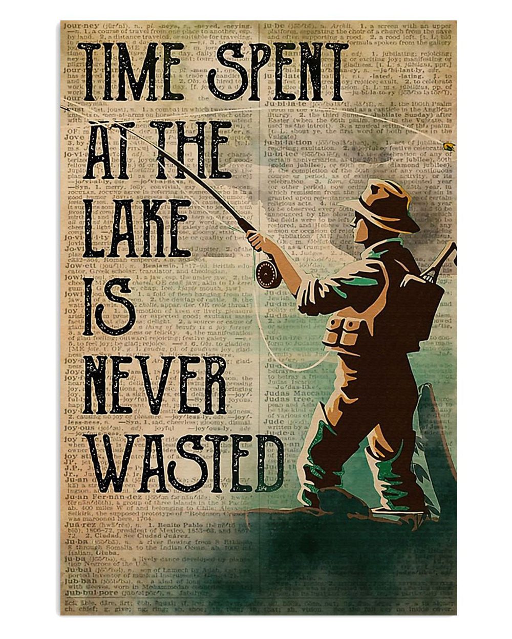 Fishing Time Spent At Lake Vintage Gift For Fisherman Poster