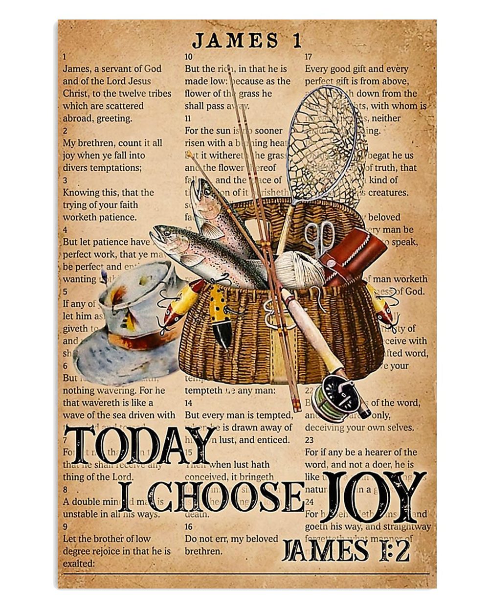 Fishing Today I Choose Joy Vintage Gift For Fisherman Poster