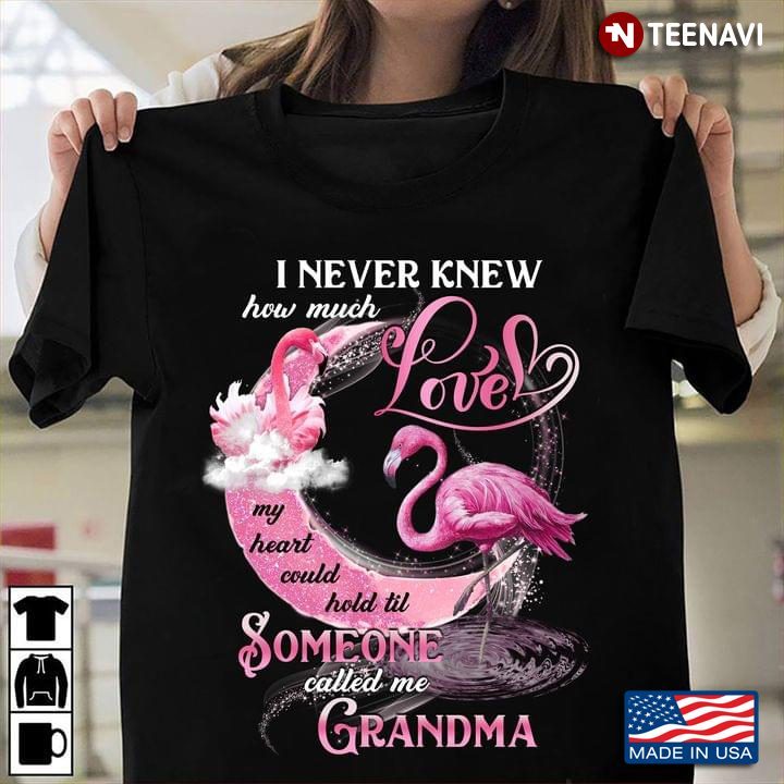 Flamingo I Never Knew How Much Love My Heart Could Hold Til Someone Called Me GrandmaShirt
