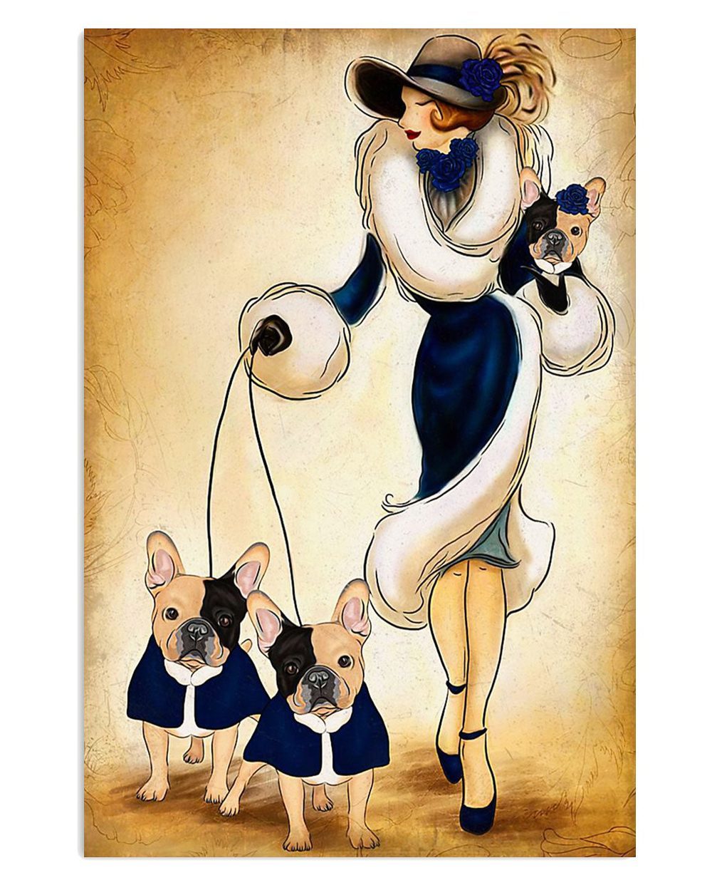 French Bulldog Lady And Frenchie French Bulldog Lover Mom Dad Poster