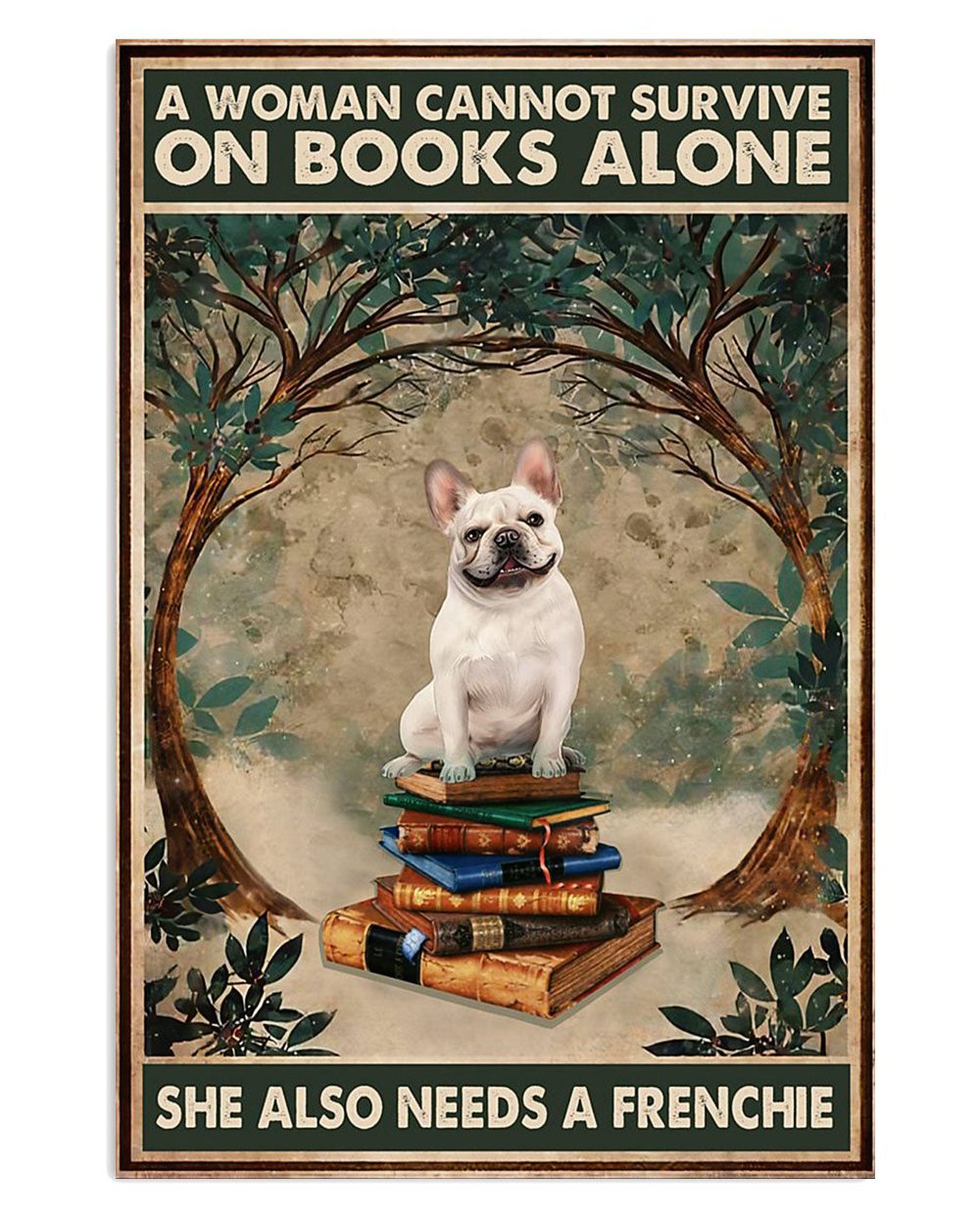 French Bulldog Woman Loves Books And Dog French Bulldog Lover Mom Dad Poster