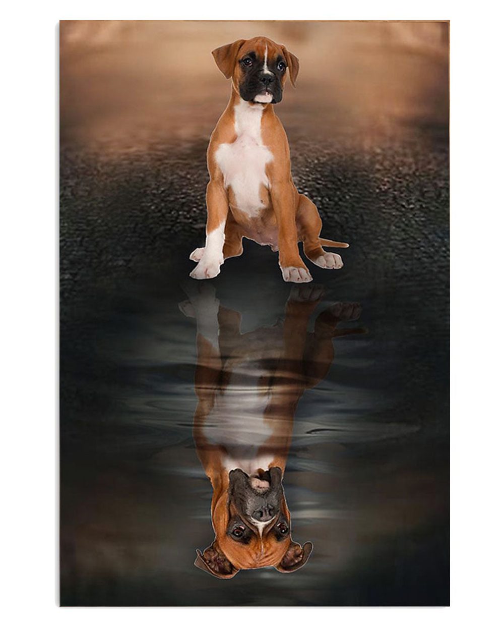 Funny Cute Boxer Dog Reflection Brindle Boxador Puppies Lover Poster