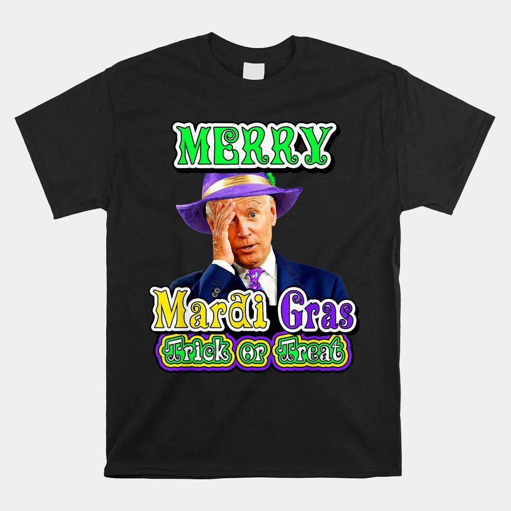 Funny Joe Biden Mardi Gras Trick Or Treat Shirt