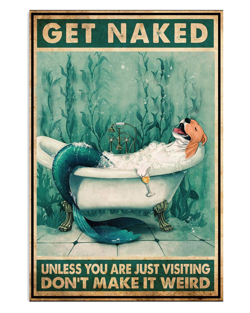 Funny Mermaid Pitbull Bath Dog Pitbull Lovers Mom Dad Poster