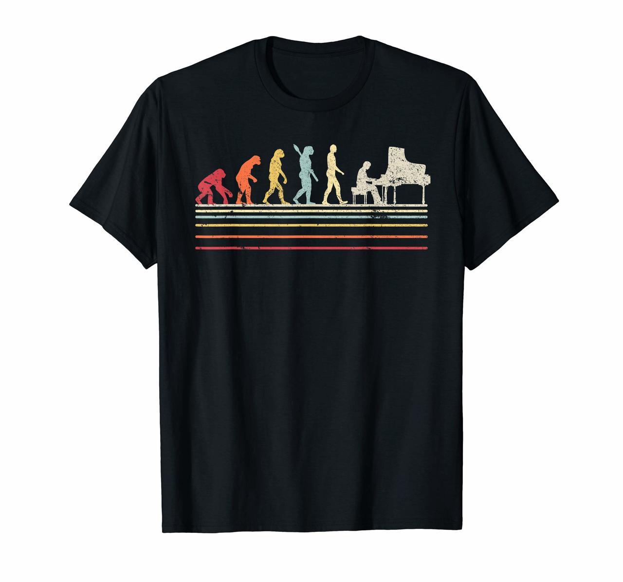 Funny Piano T Shirt Retro Vintage Evolution Of Man Shirt Hoodies