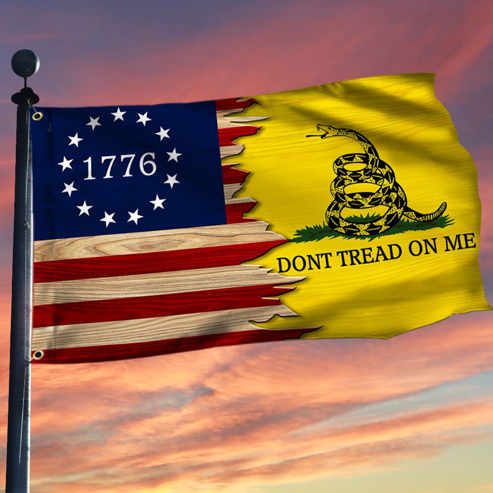 Gadsden Flag Don't Tread On Me Betsy Ross 1776 Grommet Flag QNN641GFv1
