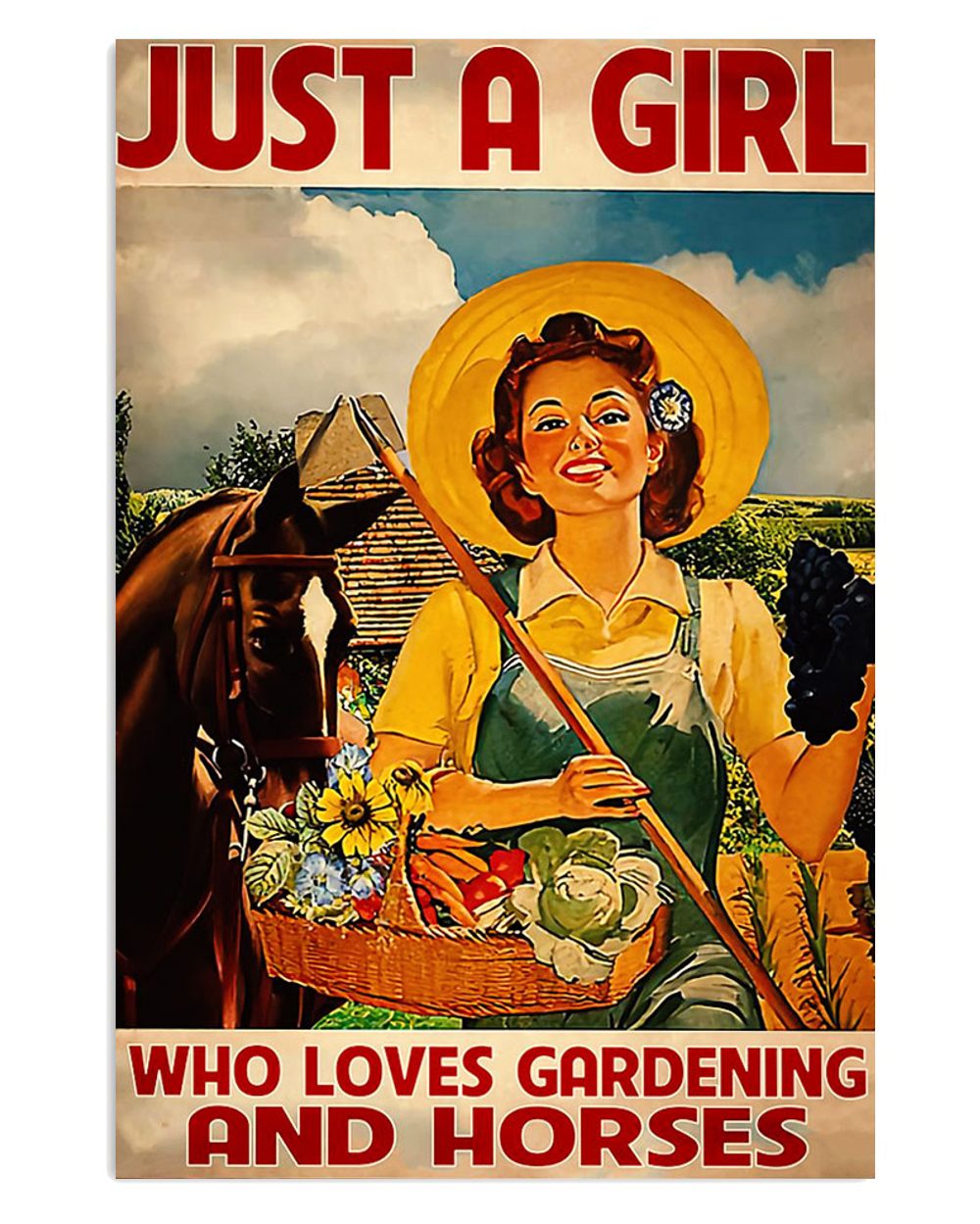 Gardening Girl Loves Horses And Gardening Gift For Gardener Plants Lover Poster