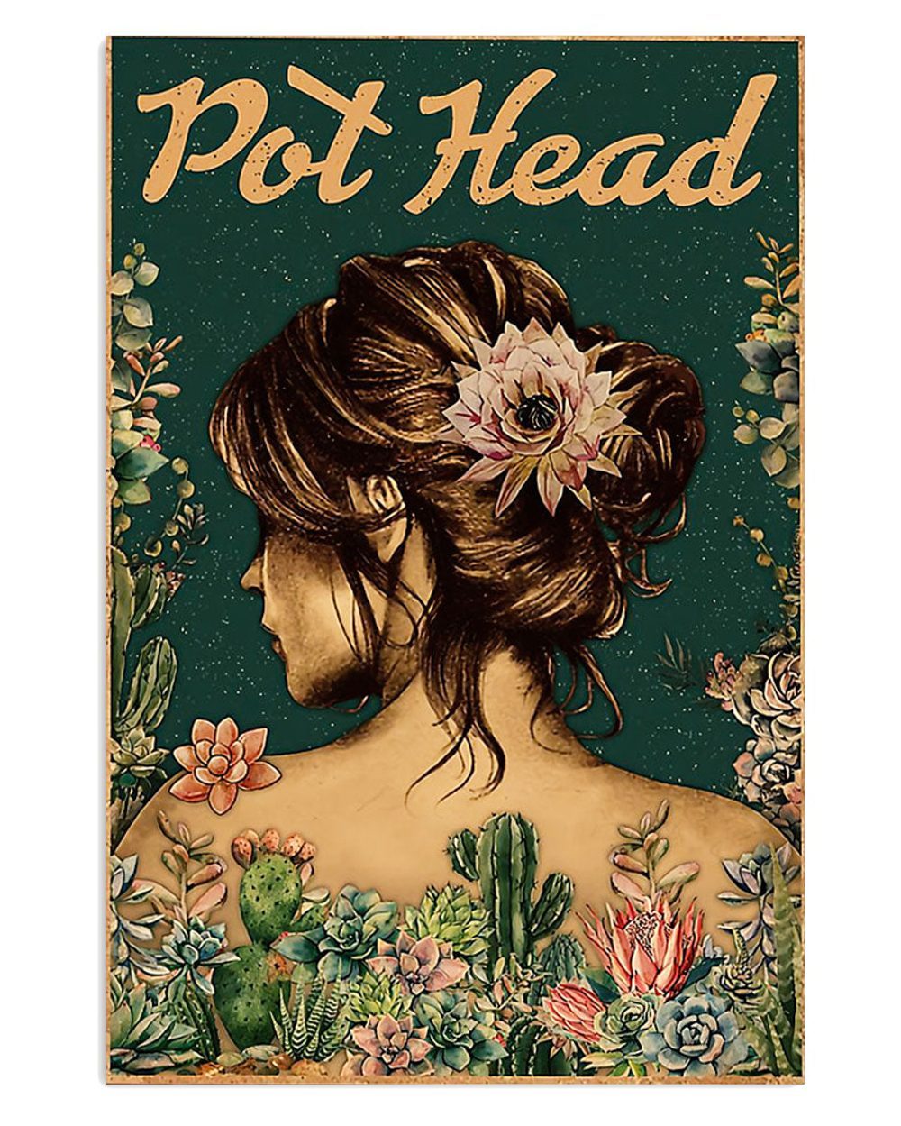 Gardening Girl Pot Head Gift For Gardener Plants Lover Poster
