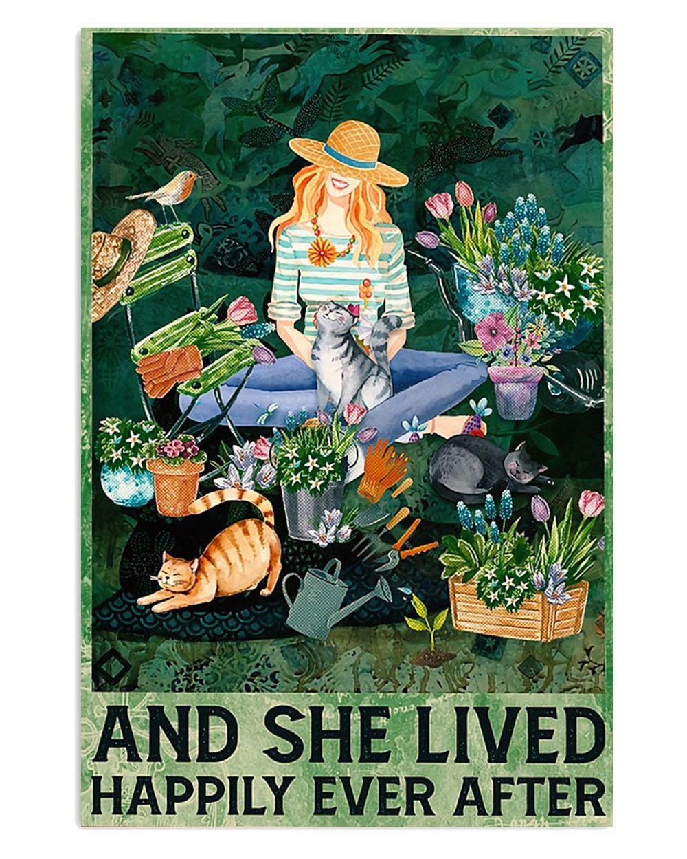 Gardening She Lived Happily Gift For Gardener Plants Lover Poster