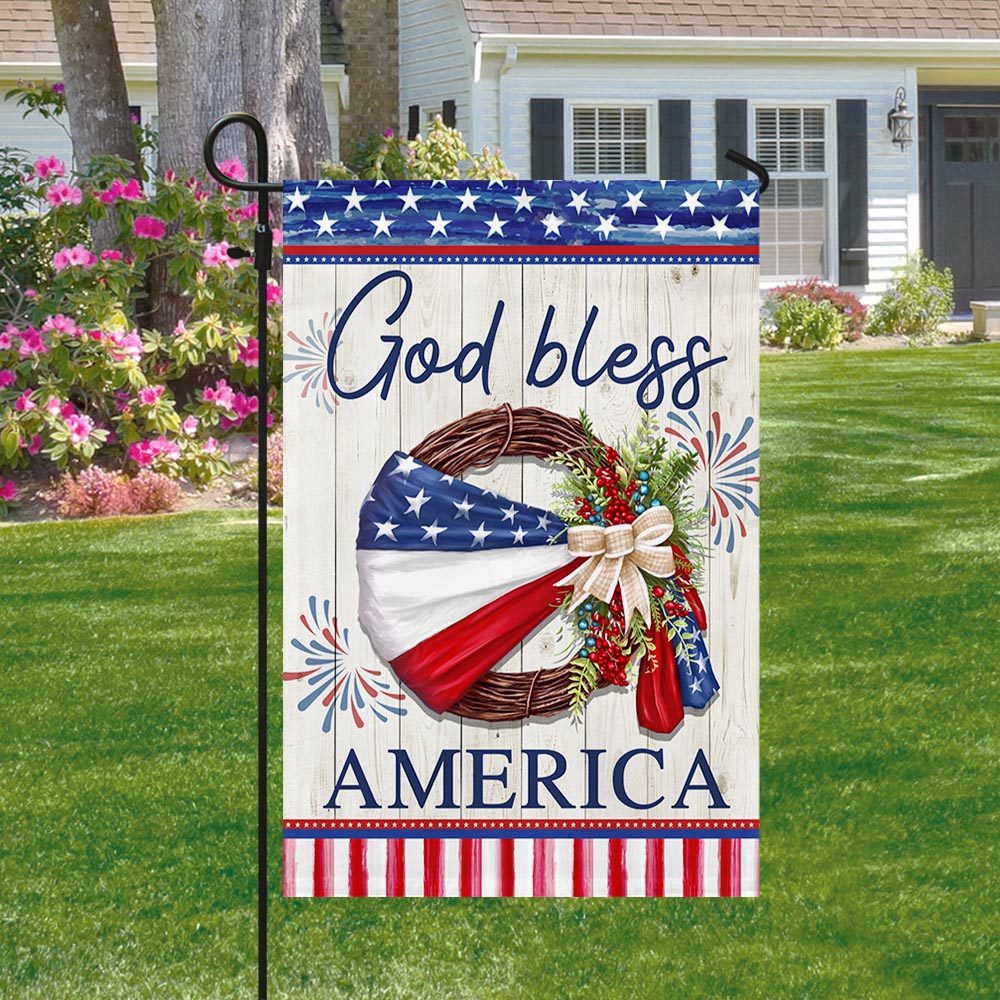 God Bless America 4th Of July American Wreath Flag TQN1282F