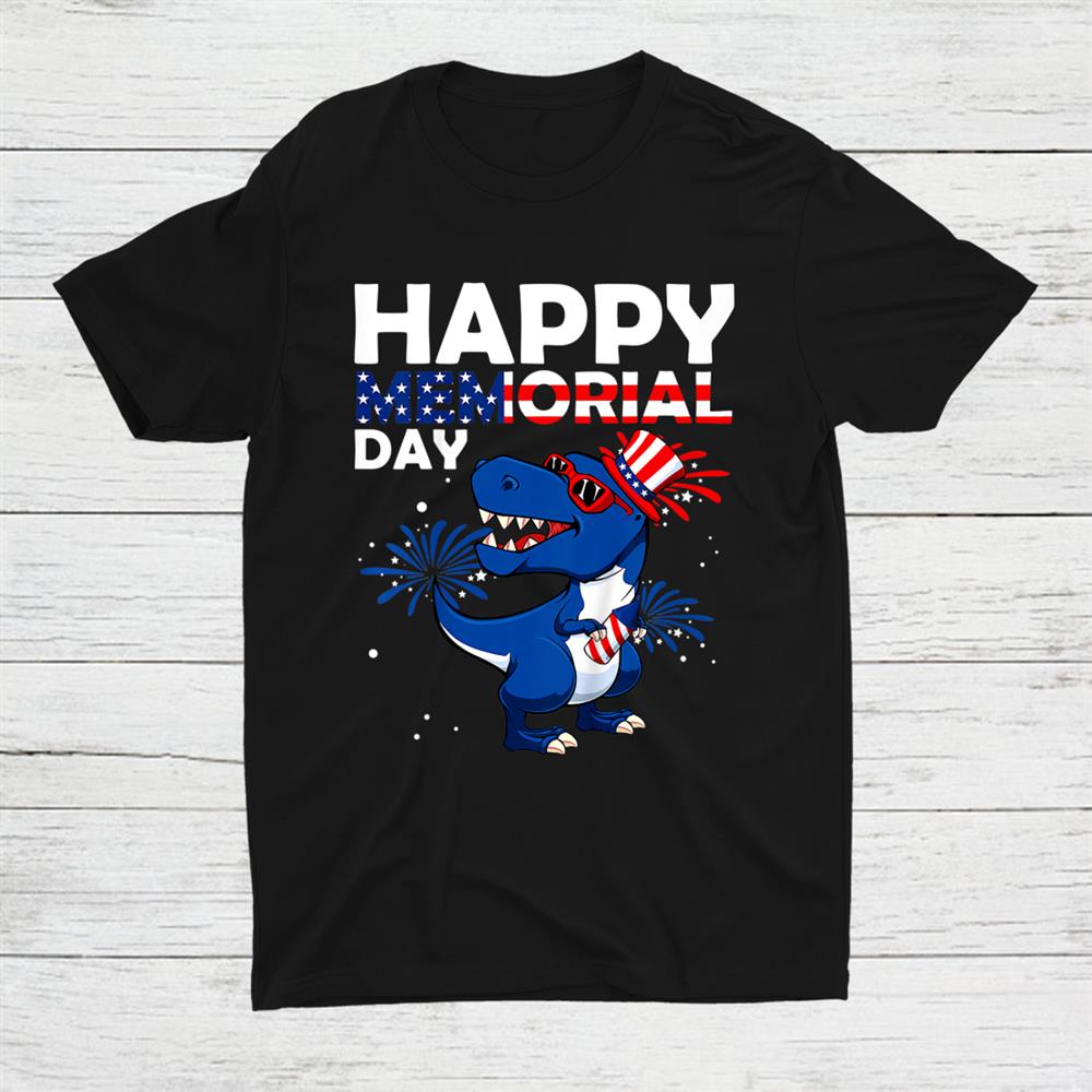Happy Memorial Day 4th Of July Dinosaur American Flag Hat Shirt