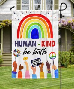 Human Kind Be Both Rainbow Hippie Peace LGBT Kindness Equality Flag MLN1458F