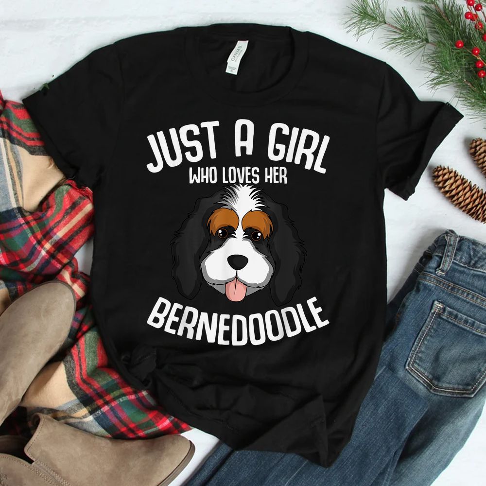 Just A Girl Who Loves Her Bernedoodle Dog Girls Shirt