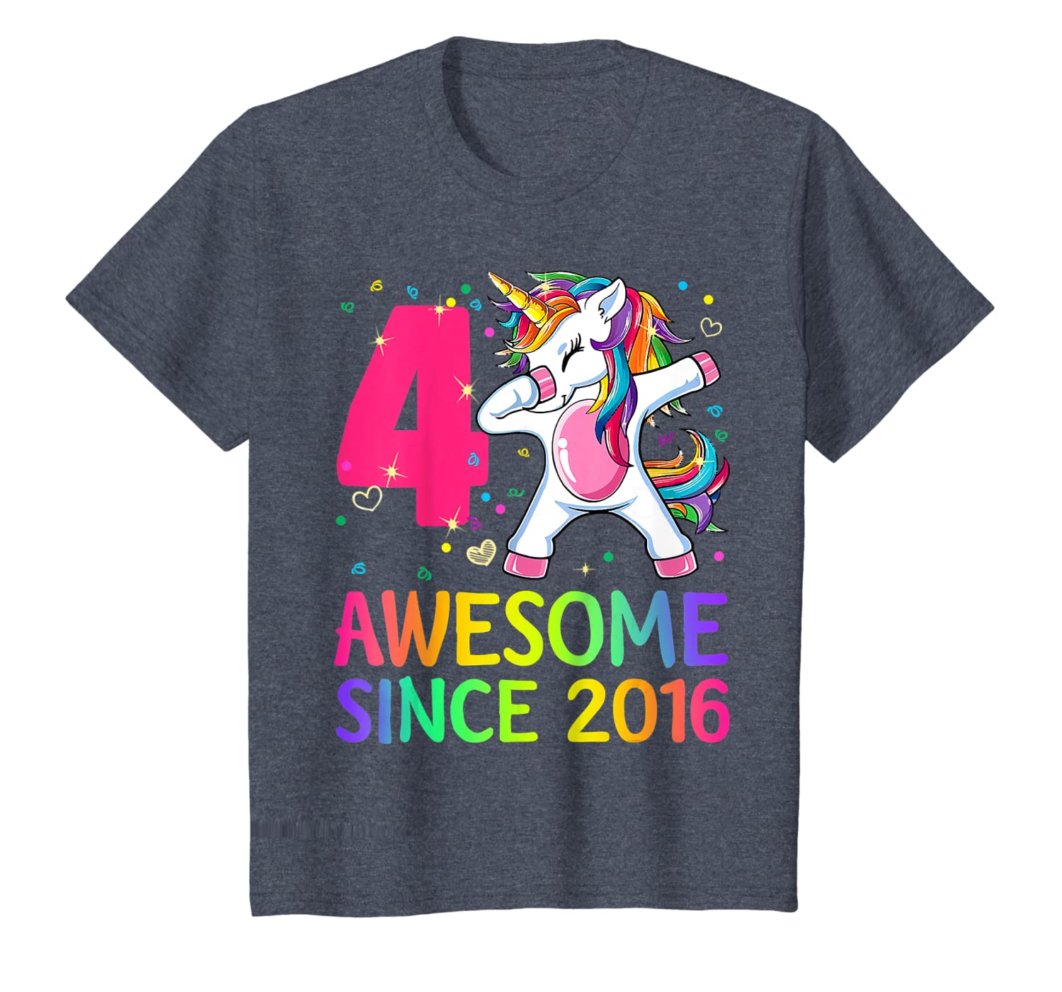 Kids Dabbing Unicorn Birthday Girl Gifts 4 Years Old Since 2016 T-Shirt Hoodies