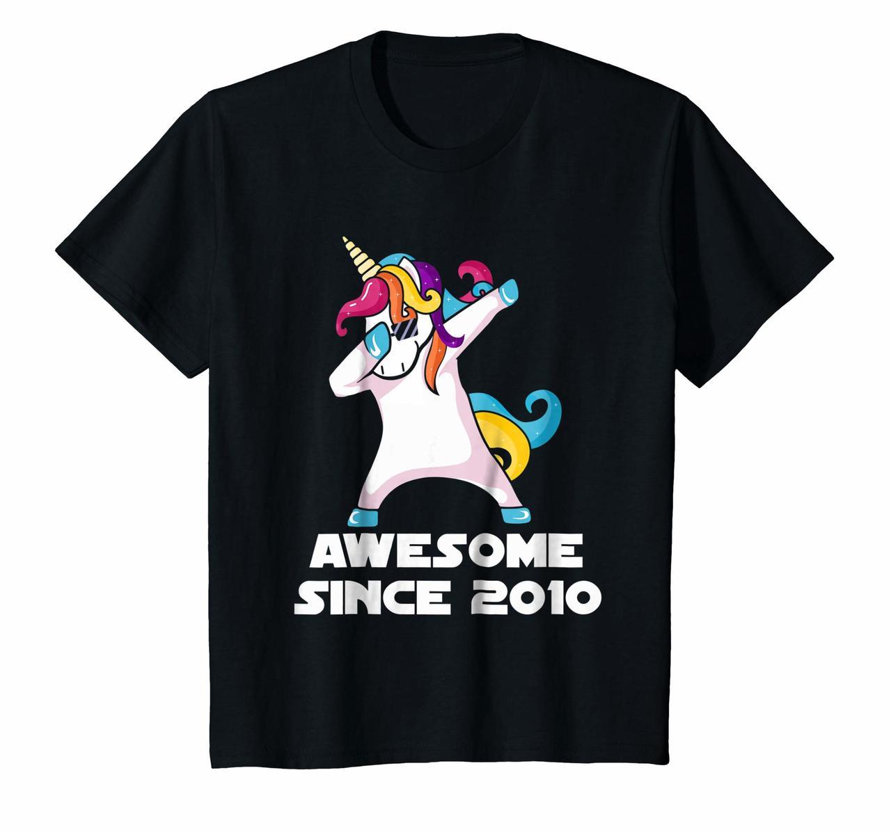 Kids Dabbing Unicorn Shirt Awesome Since 2010 10th Birthday Hoodies