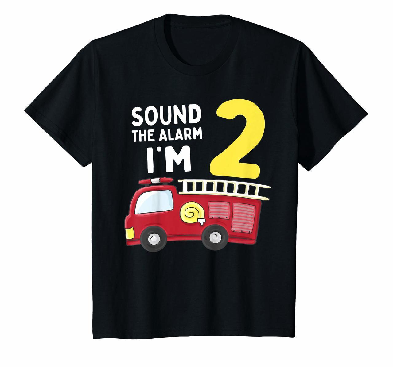 Kids Fire Truck 2nd Birthday T Shirt Boy Toddler Firefighter Tee Hoodies
