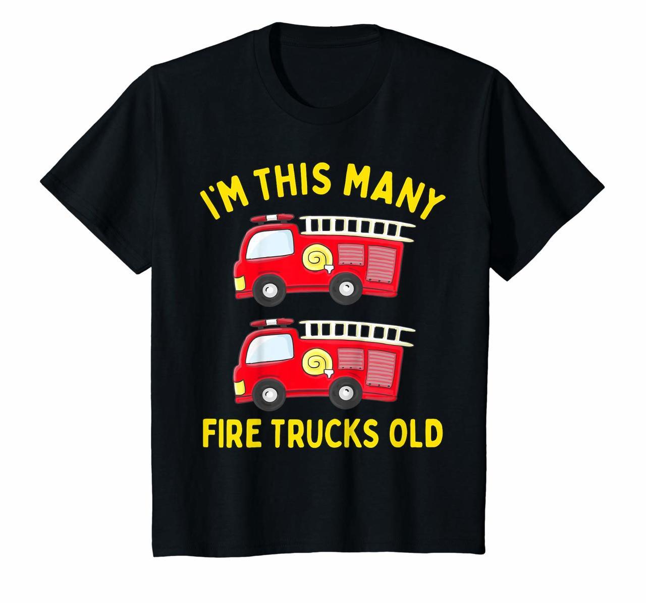 Kids Fire Truck 2nd Birthday T Shirt Boy Toddler Firefighter Tee T-Shirt Hoodies
