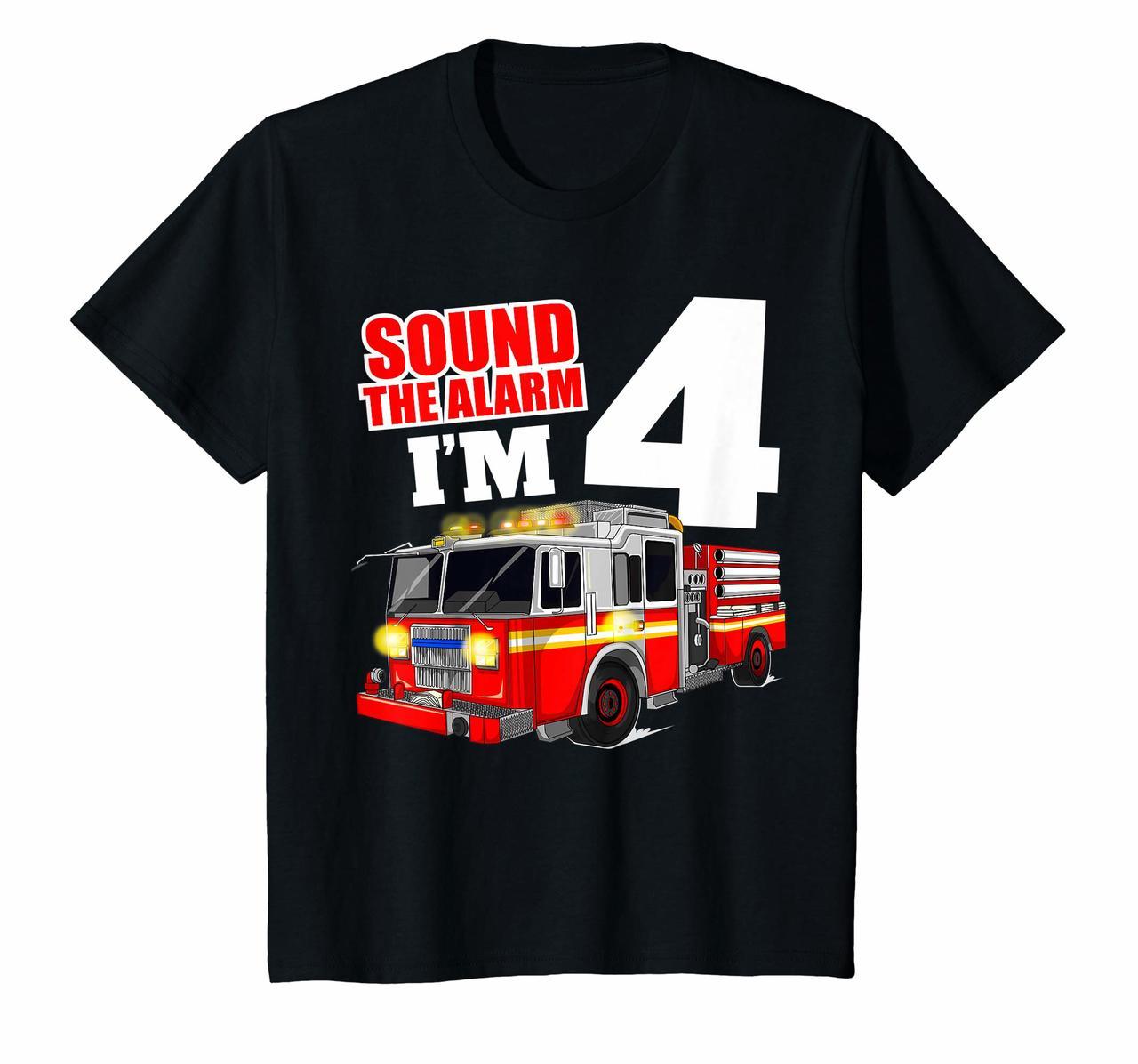 Kids Fire Truck 4th Birthday T Shirt Boy Firefighter 4 Year Old Hoodies