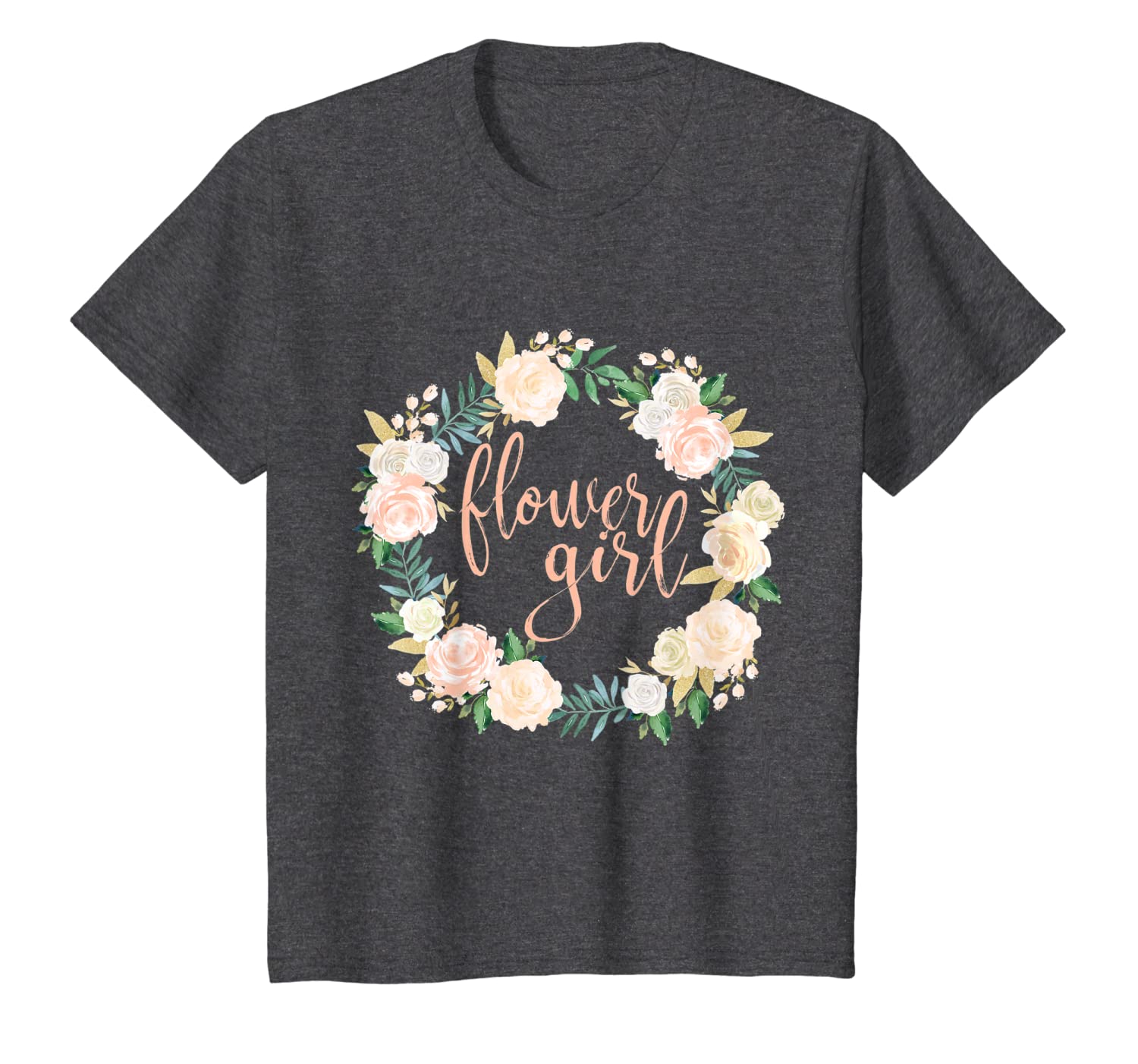 Kids Flower Girl T Shirt - Blush Floral Wreath Wedding Shirts link Hoodies