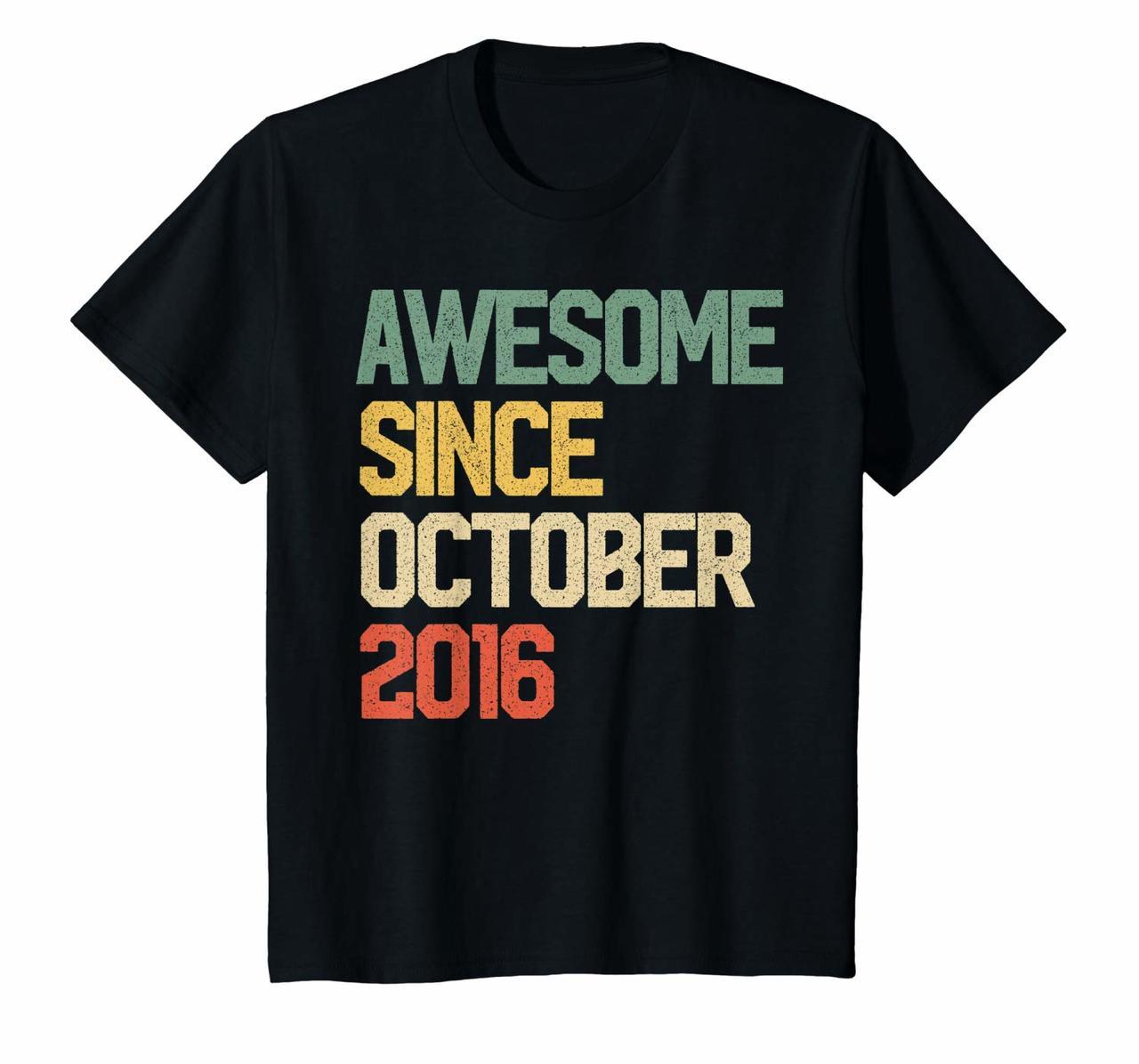 Kids Fun Awesome Since October 2016 Gift 4 Years Old 4rd Birthday T-Shirt Hoodies