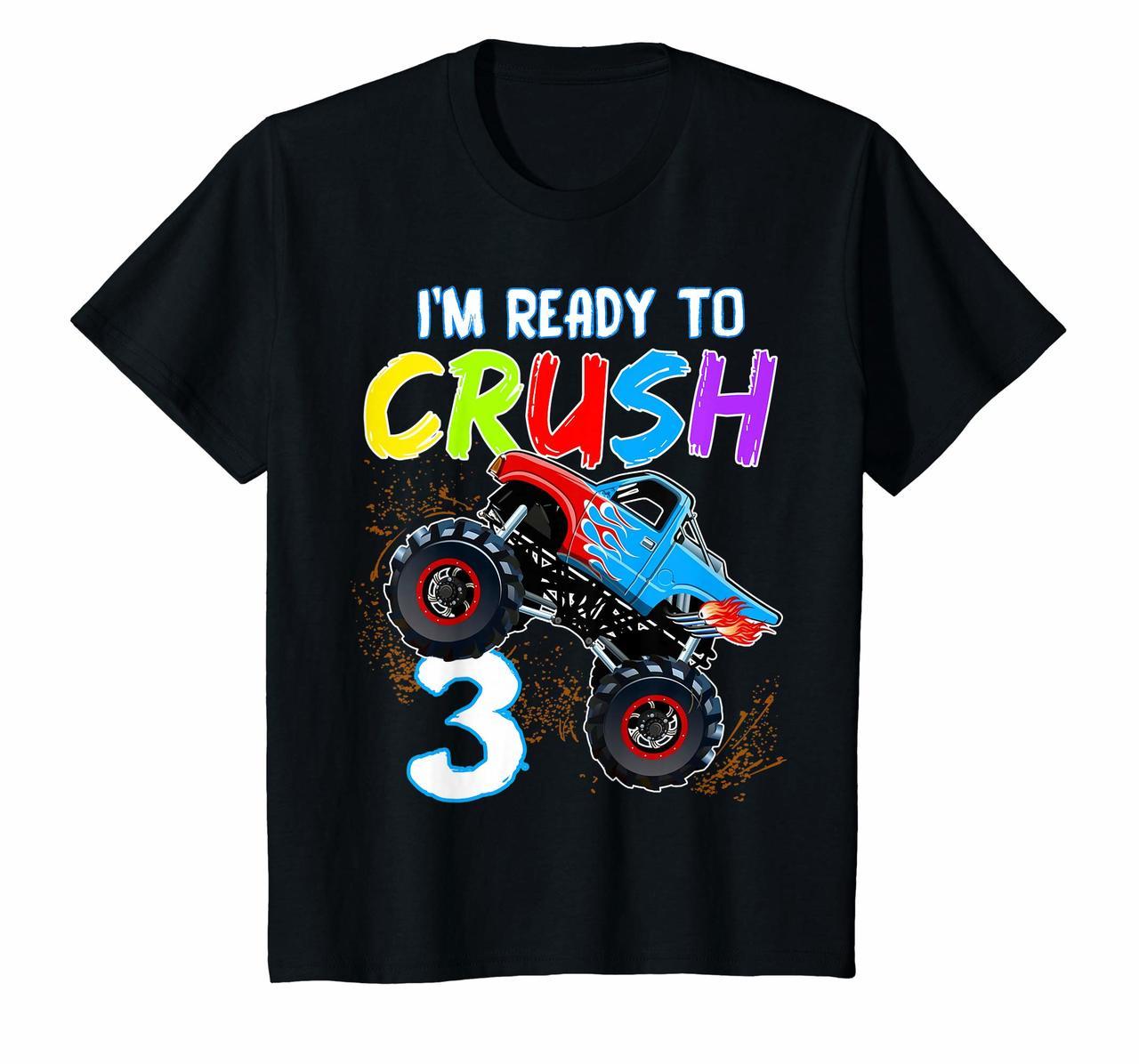 Kids I Am Ready to Crush 3 Monster Truck 3th Birthday Shirt Boys Hoodies