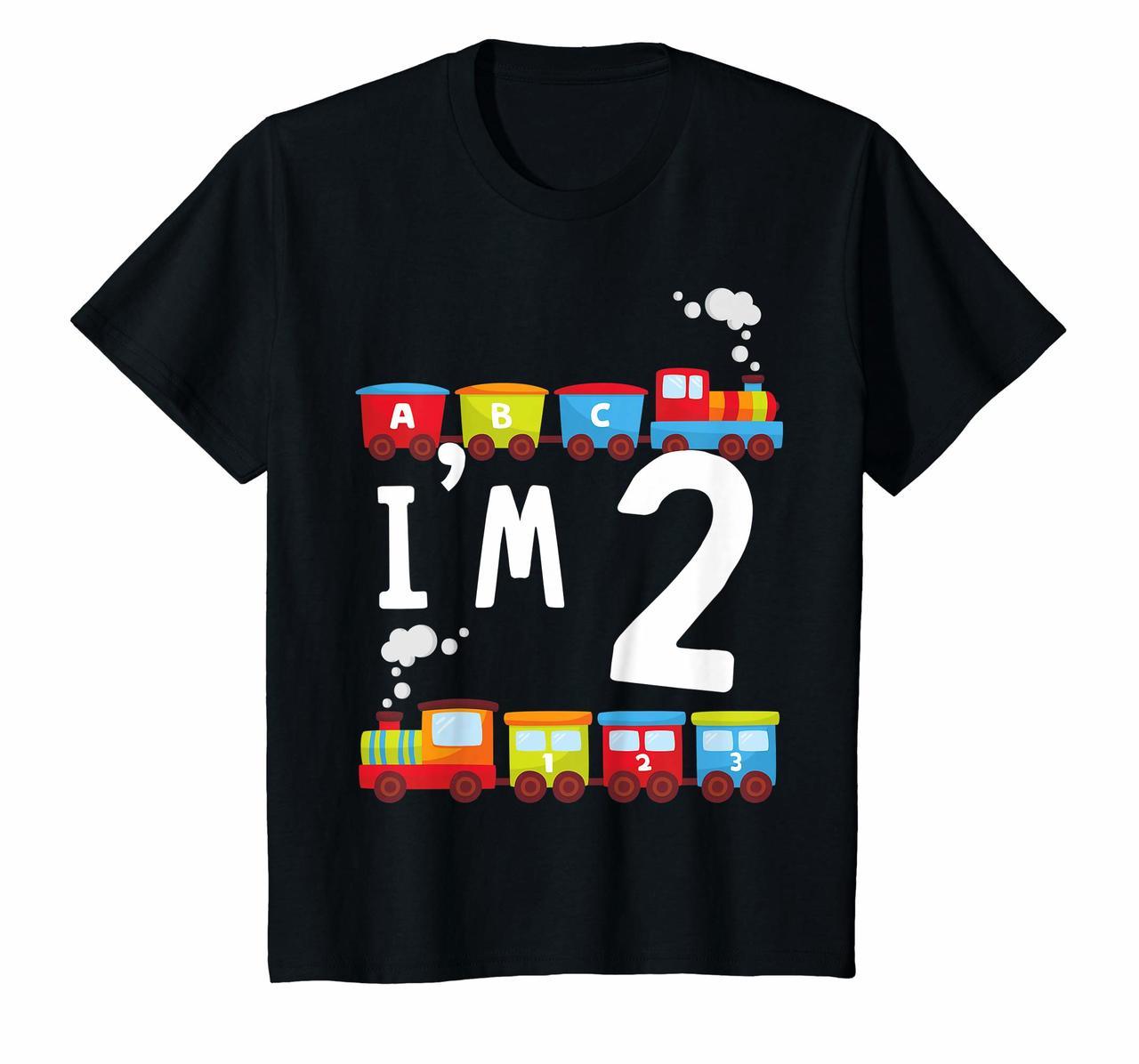 Kids Im 2 Trains Birthday T-Shirt for Toddlers - 2 Years Old Tee Hoodies
