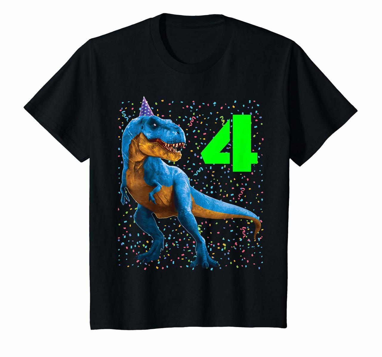 Kids Im 4 4th Birthday Dinosaur Trex Boys Girls  T Shirt Design Hoodies