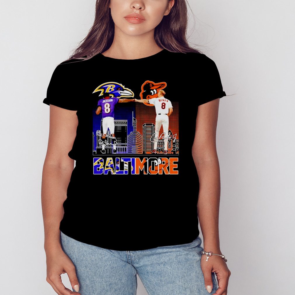 Lamar Jackson and Cal Ripken Jr. Baltimore signatures shirt