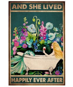 Mermaid And She Lived Happily Gift For Sand Beach Sea Lover Poster