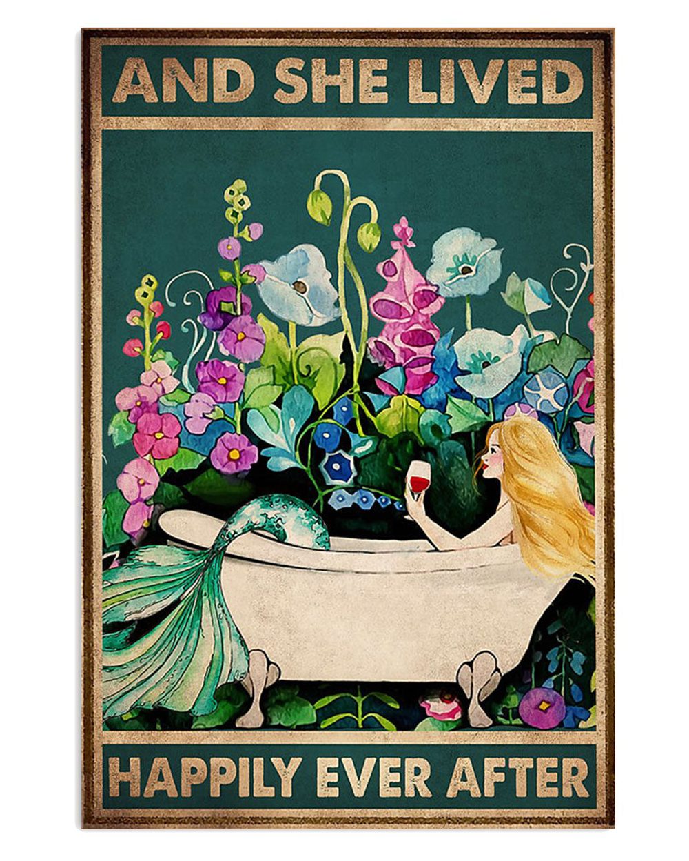 Mermaid And She Lived Happily Gift For Sand Beach Sea Lover Poster