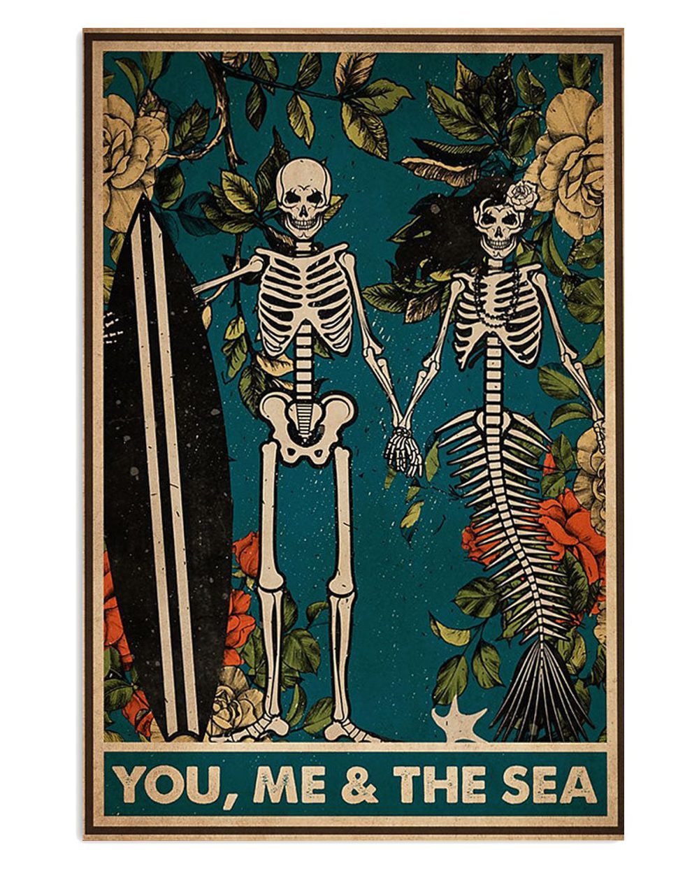 Mermaid Skeleton You Me And The Sea Gift For Sand Beach Sea Lover Poster