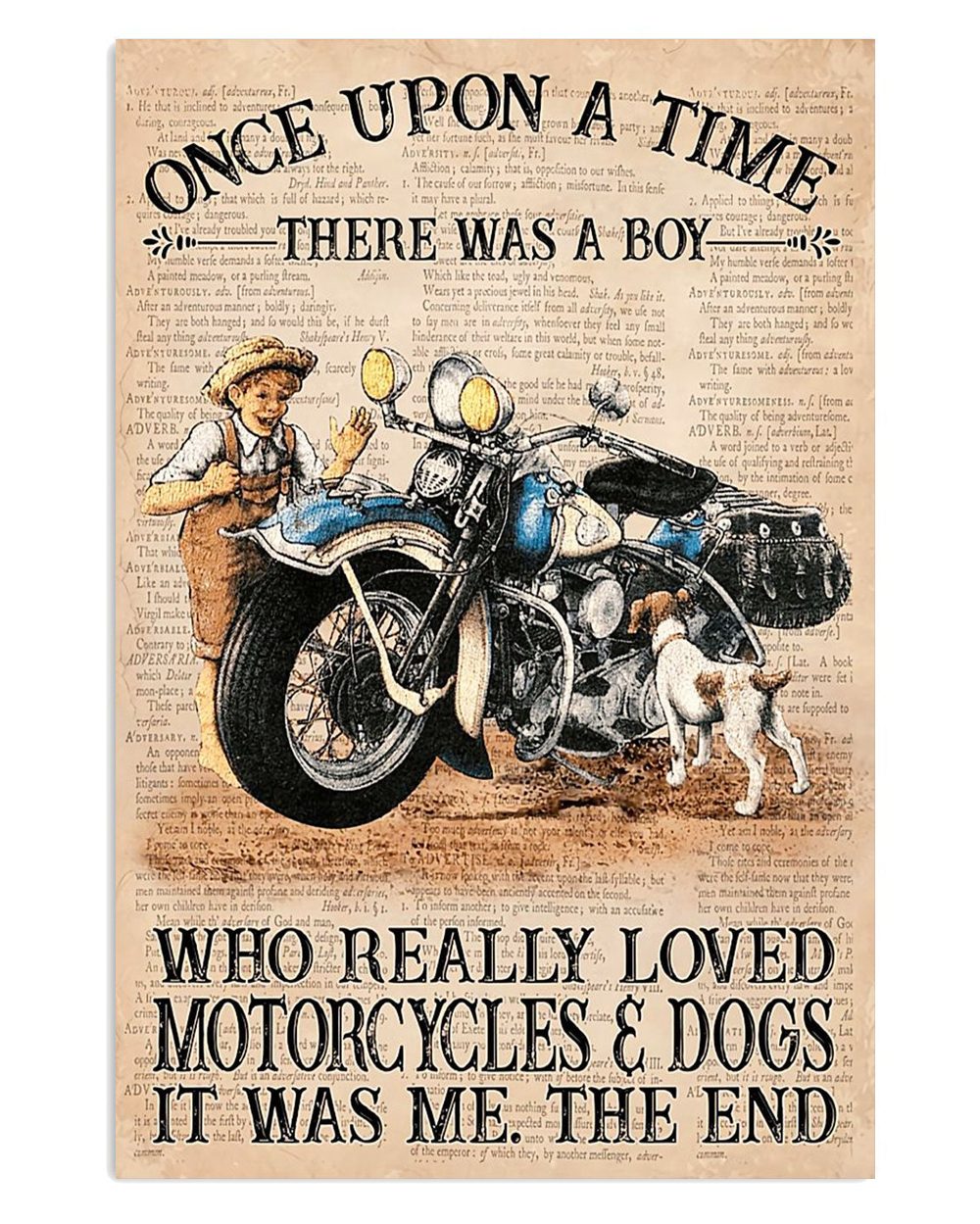 Metal Motorcycle Boy Loves Motorcycle And Dog Poster