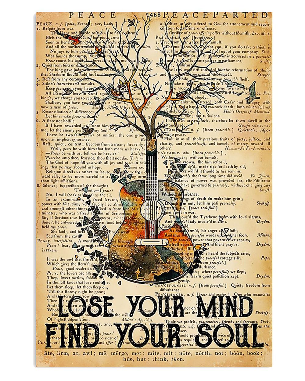 Music Guitar Lose Your Mind Find Your Soul Guitarist Poster