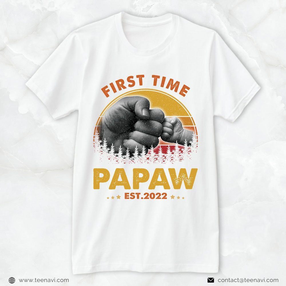 New Dad Shirt, Vintage First Time Papaw Est 2022Shirt